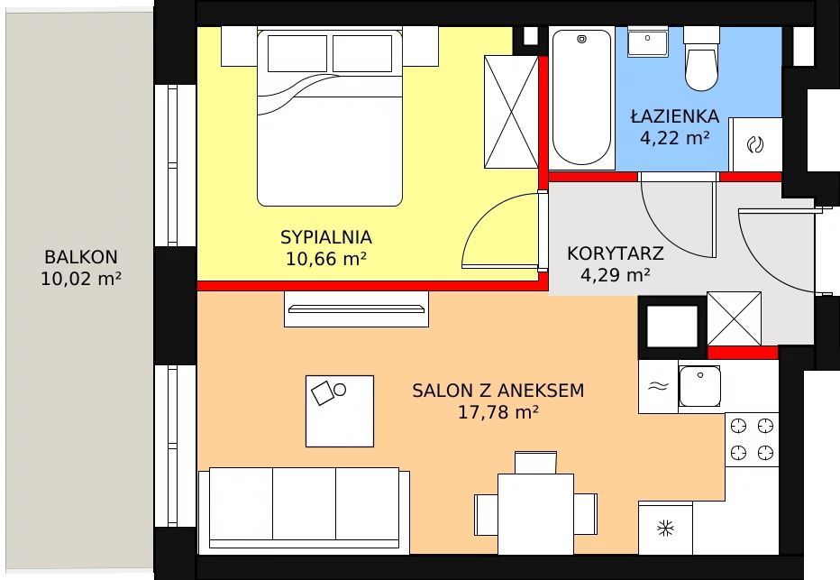 Mieszkanie 36,95 m², piętro 1, oferta nr 22, InPark, Łódź, Bałuty, ul. Emilii Plater / ul. Górnicza