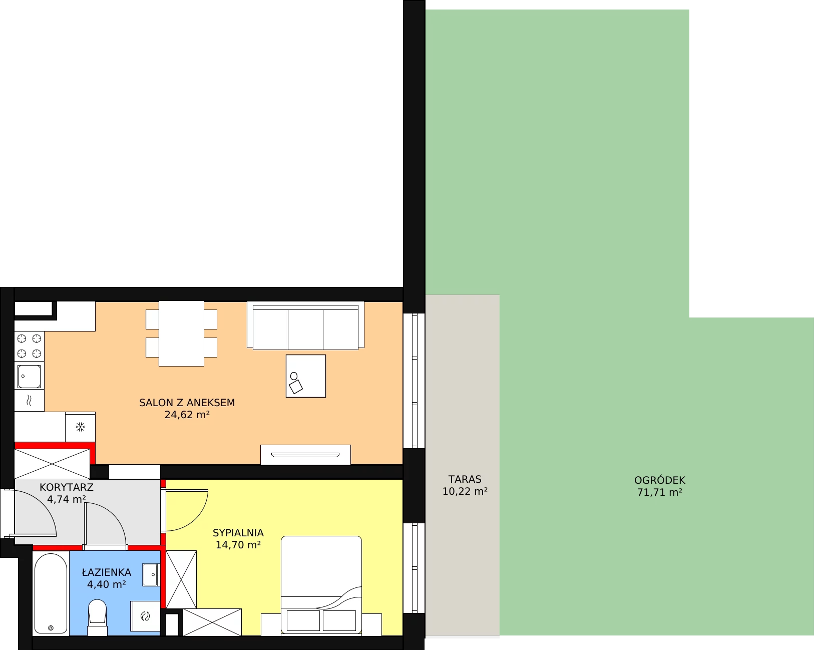 Mieszkanie 48,46 m², parter, oferta nr 41, InPark, Łódź, Bałuty, ul. Emilii Plater / ul. Górnicza