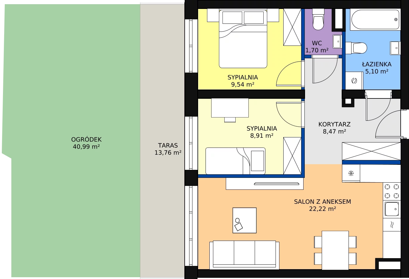 Zalety mieszkania 55.97 m², 45 - B05