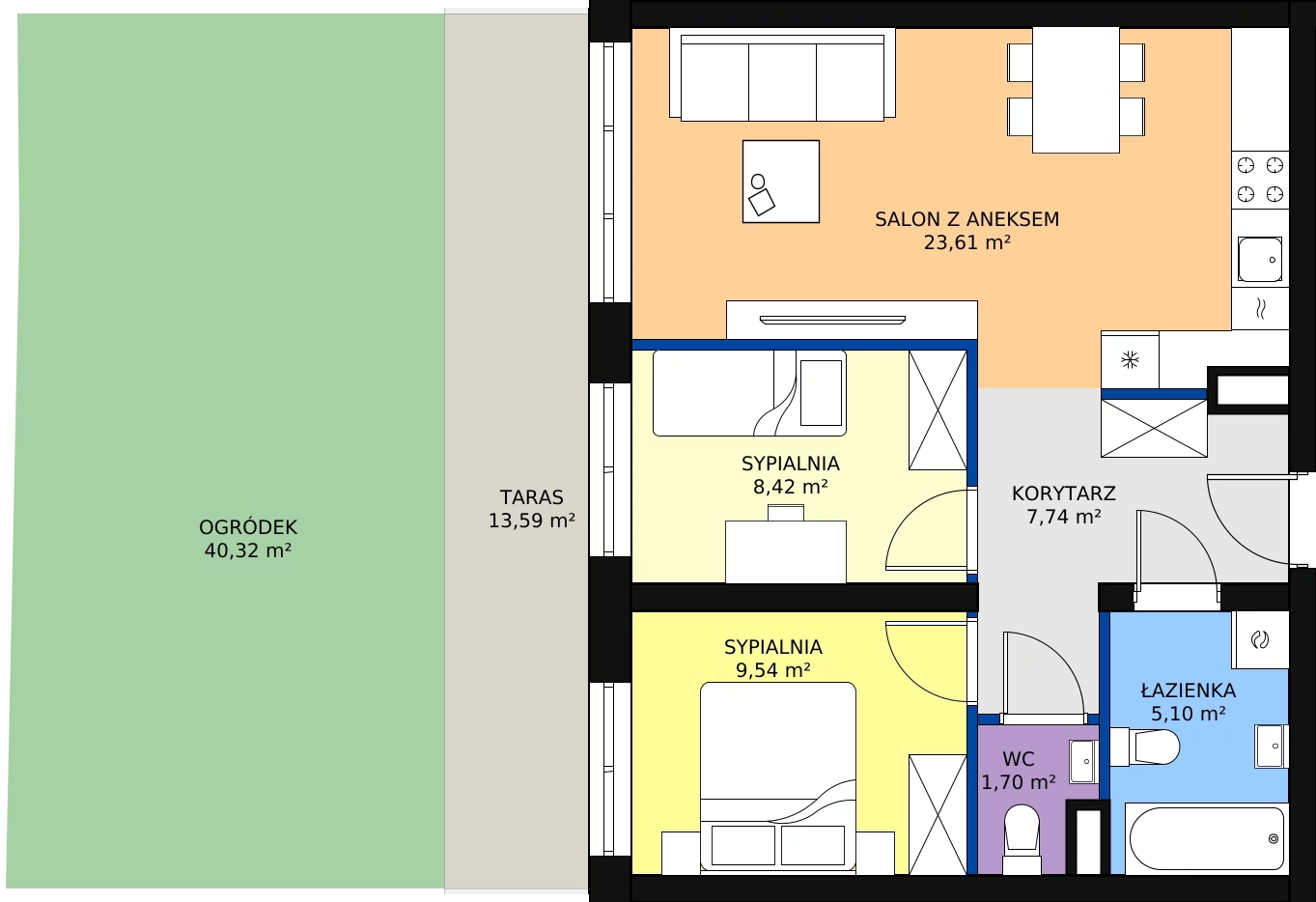 Zalety mieszkania 56.14 m², 46 - B06