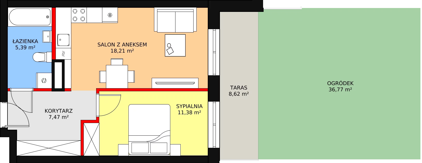 Mieszkanie 42,46 m², parter, oferta nr 50, InPark, Łódź, Bałuty, ul. Emilii Plater / ul. Górnicza