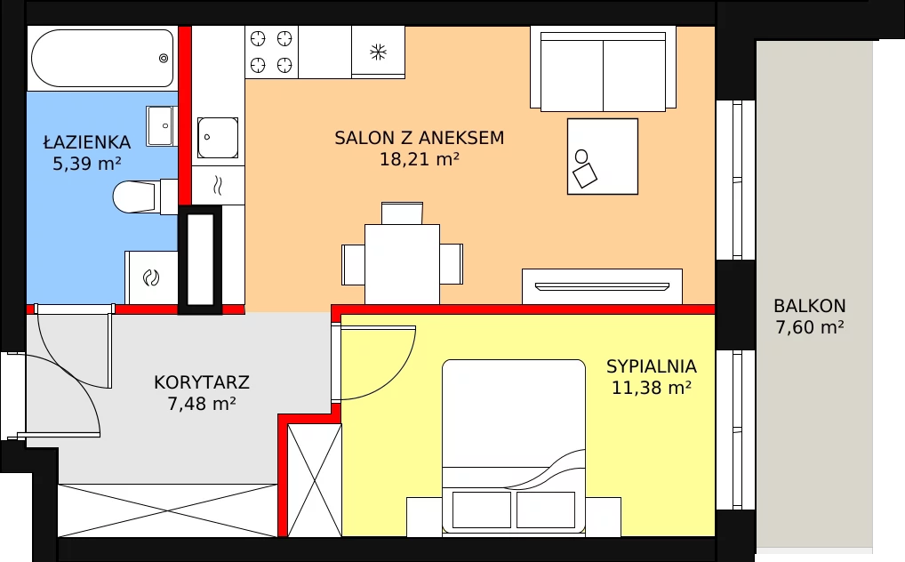 Mieszkanie 42,46 m², piętro 1, oferta nr 63, InPark, Łódź, Bałuty, ul. Emilii Plater / ul. Górnicza