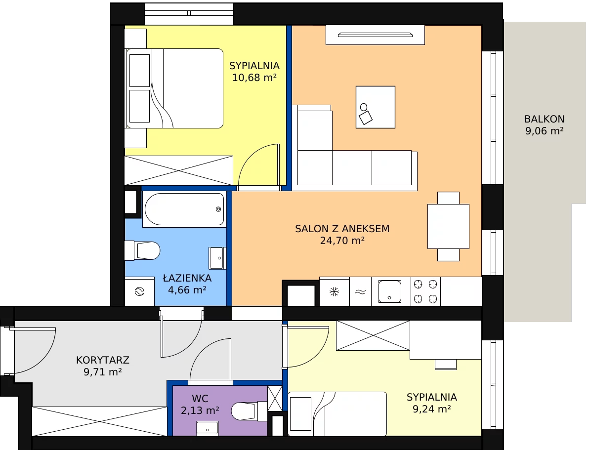 Zalety mieszkania 61.42 m², 86 - B46
