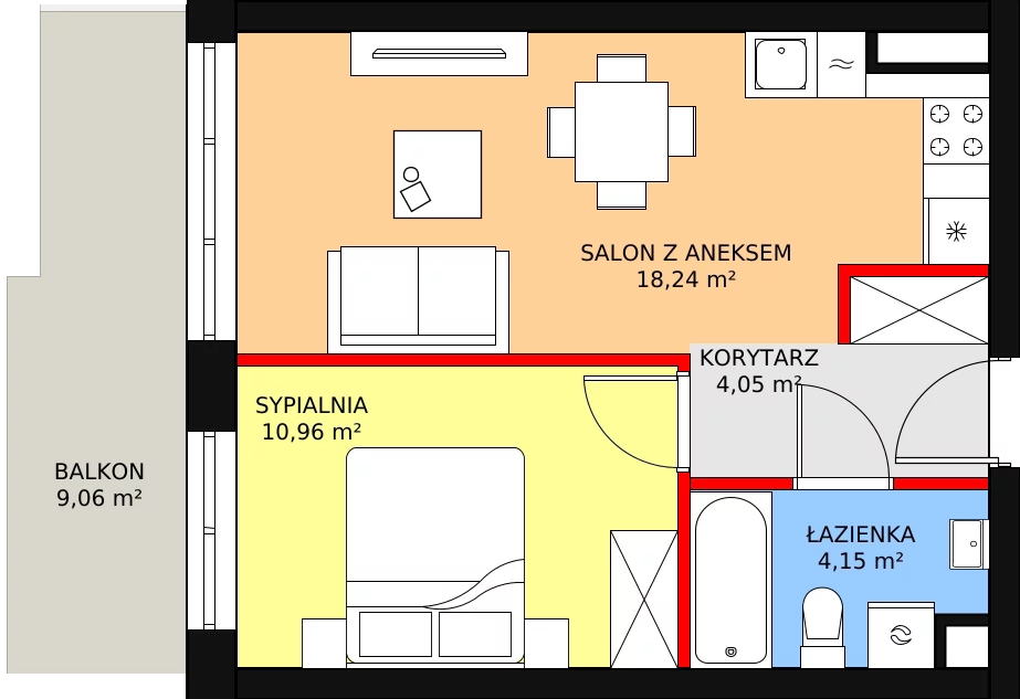 Mieszkanie 37,40 m², piętro 4, oferta nr 93, InPark, Łódź, Bałuty, ul. Emilii Plater / ul. Górnicza