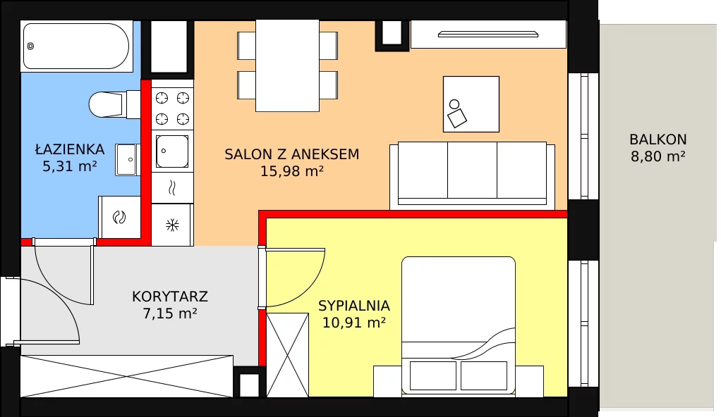 Mieszkanie 39,35 m², piętro 5, oferta nr 100, InPark, Łódź, Bałuty, ul. Emilii Plater / ul. Górnicza