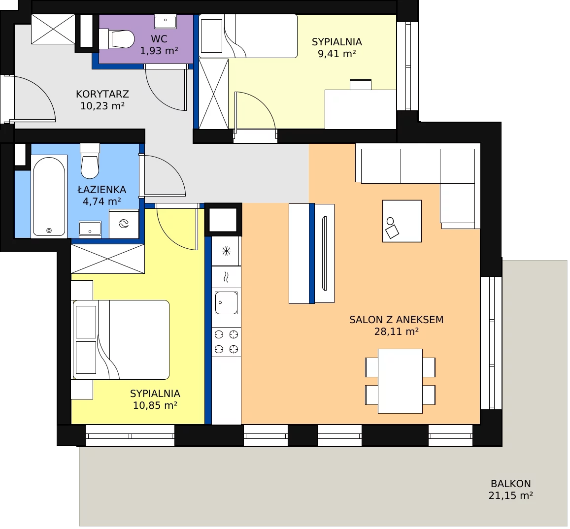 Zalety mieszkania 65.54 m², 102 - B62