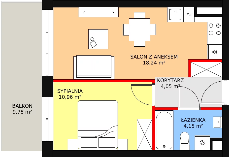 Mieszkanie 37,40 m², piętro 5, oferta nr 104, InPark, Łódź, Bałuty, ul. Emilii Plater / ul. Górnicza