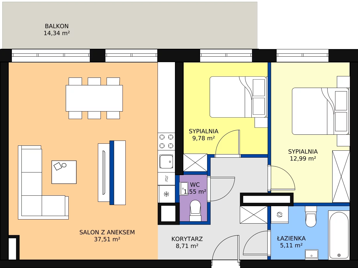 Zalety mieszkania 75.86 m², 106 - B66