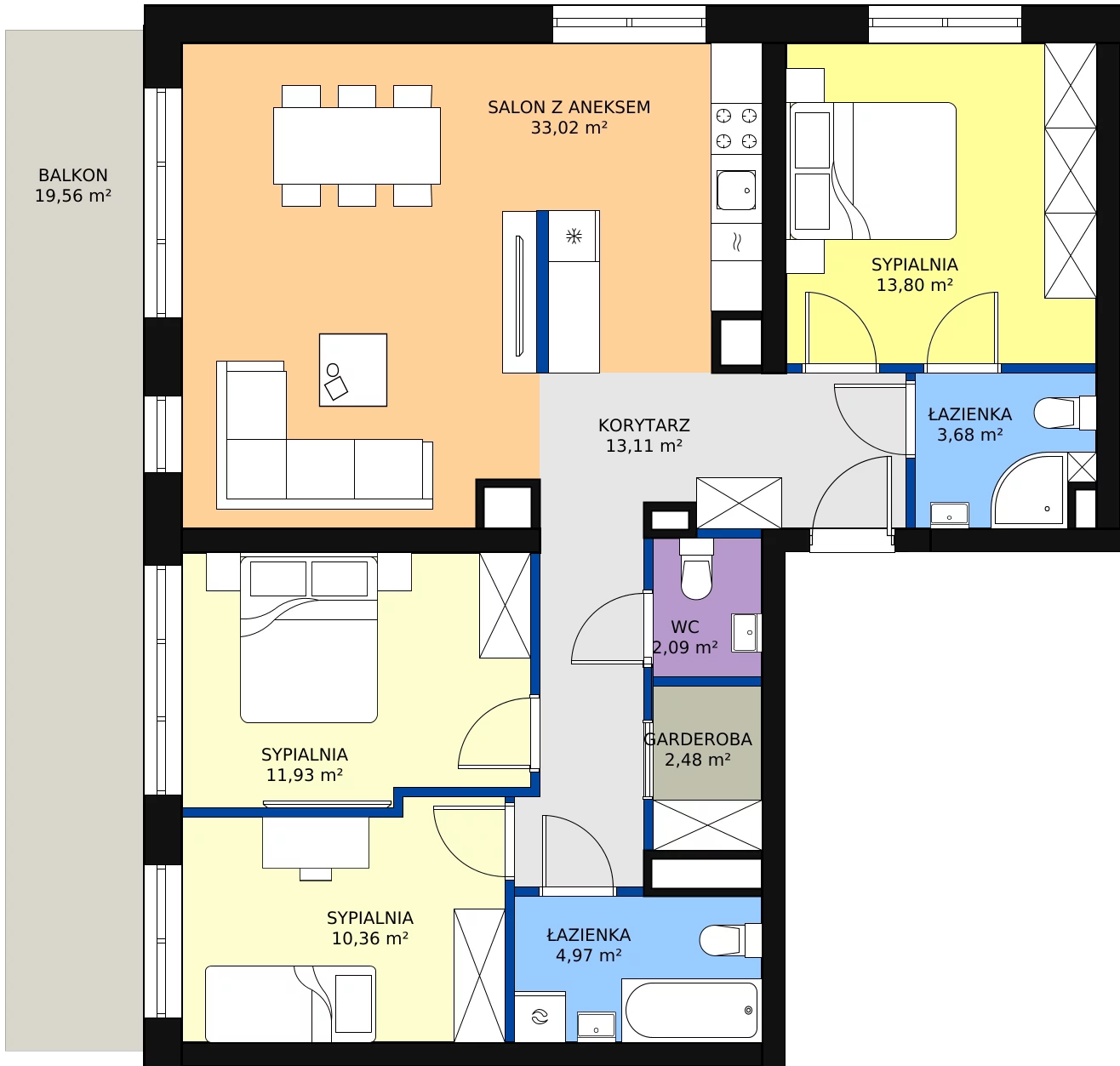 Zalety mieszkania 95.8 m², 107 - B67