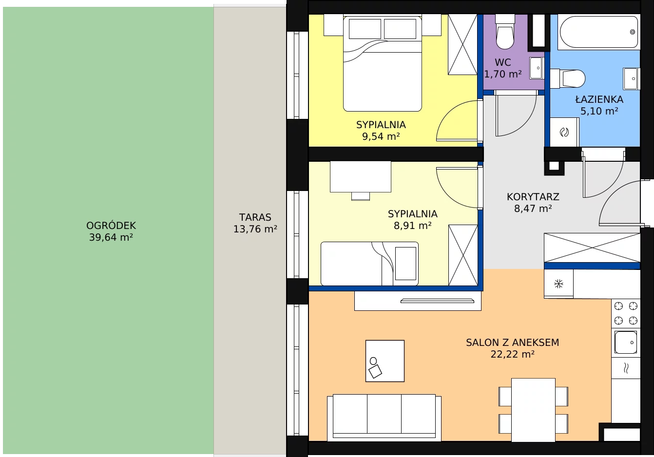 Zalety mieszkania 55.97 m², 115 - C05