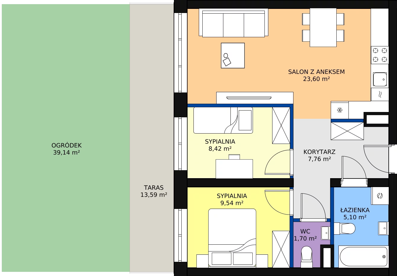 Zalety mieszkania 56.15 m², 116 - C06