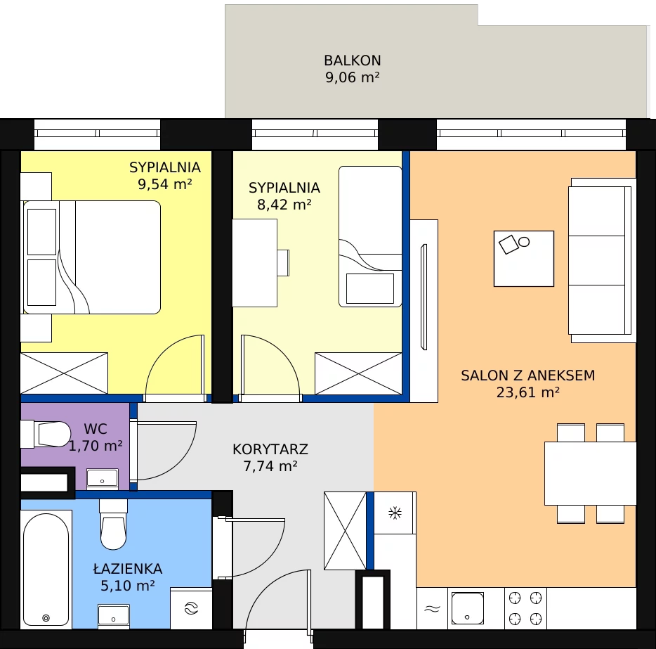 Zalety mieszkania 56.3 m², 128 - C18