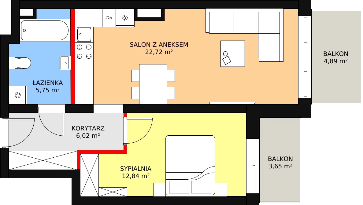 Mieszkanie 47,33 m², piętro 1, oferta nr 131, InPark, Łódź, Bałuty, ul. Emilii Plater / ul. Górnicza