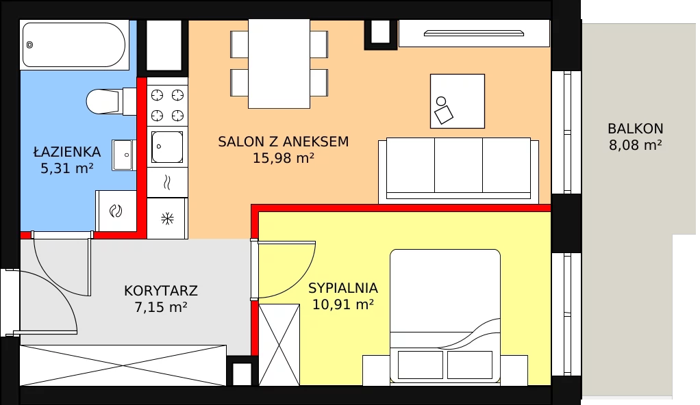 Mieszkanie 39,35 m², piętro 2, oferta nr 133, InPark, Łódź, Bałuty, ul. Emilii Plater / ul. Górnicza