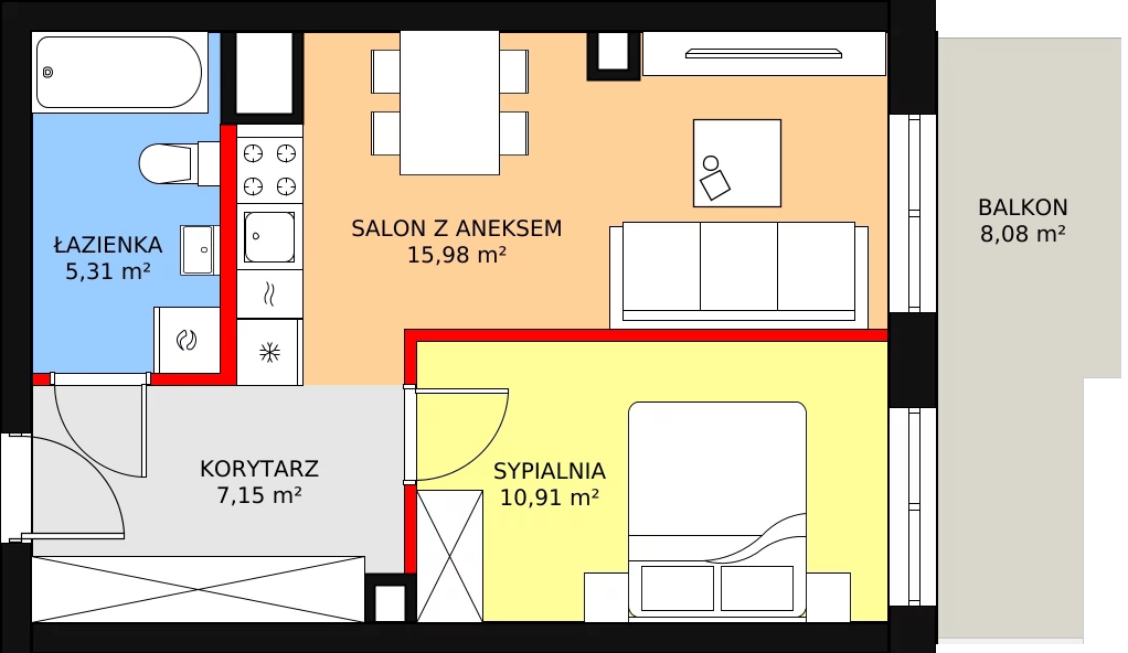 Mieszkanie 39,35 m², piętro 3, oferta nr 145, InPark, Łódź, Bałuty, ul. Emilii Plater / ul. Górnicza