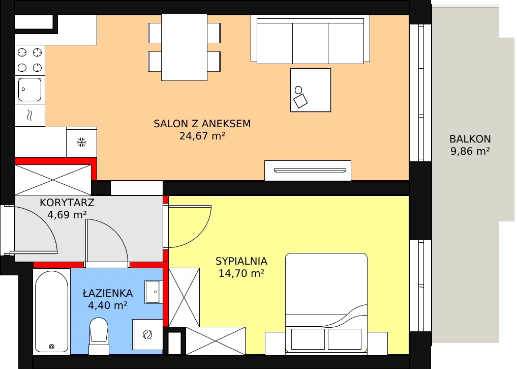 Mieszkanie 48,46 m², piętro 3, oferta nr 146, InPark, Łódź, Bałuty, ul. Emilii Plater / ul. Górnicza