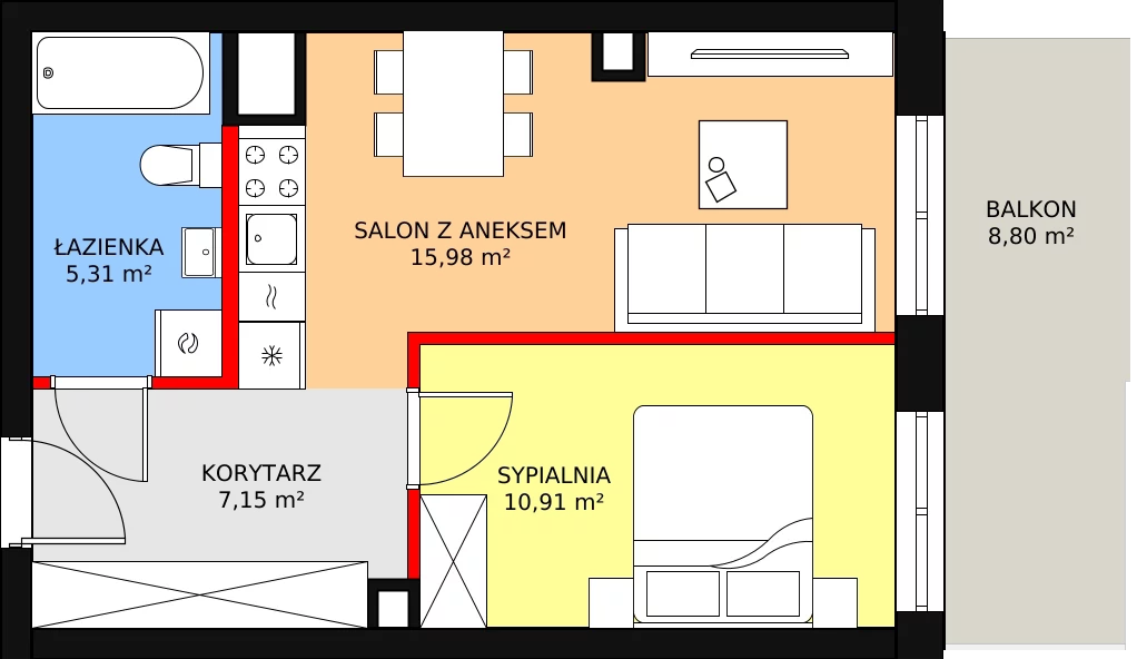 Mieszkanie 39,35 m², piętro 5, oferta nr 167, InPark, Łódź, Bałuty, ul. Emilii Plater / ul. Górnicza