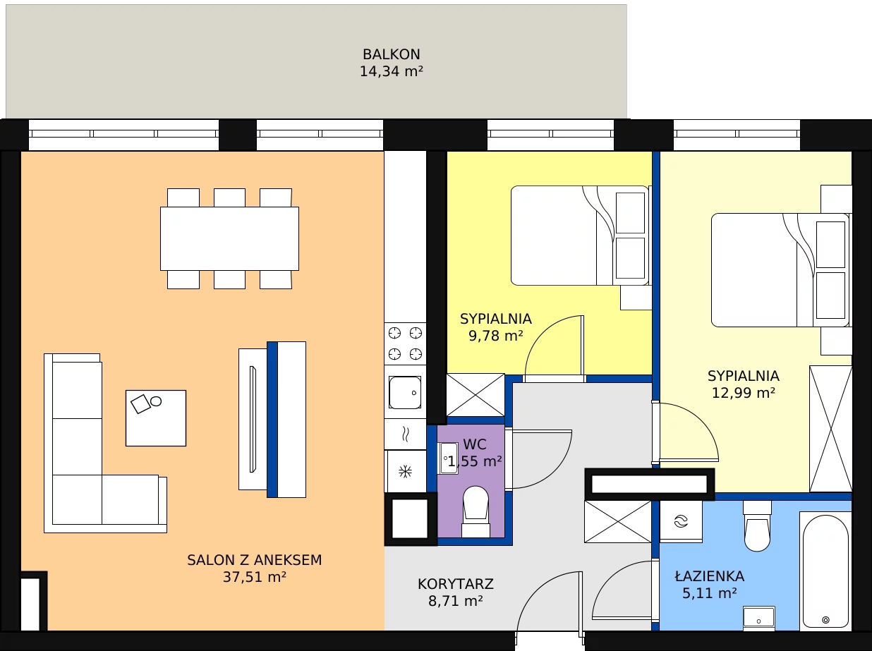 Zalety mieszkania 75.86 m², 173 - C63