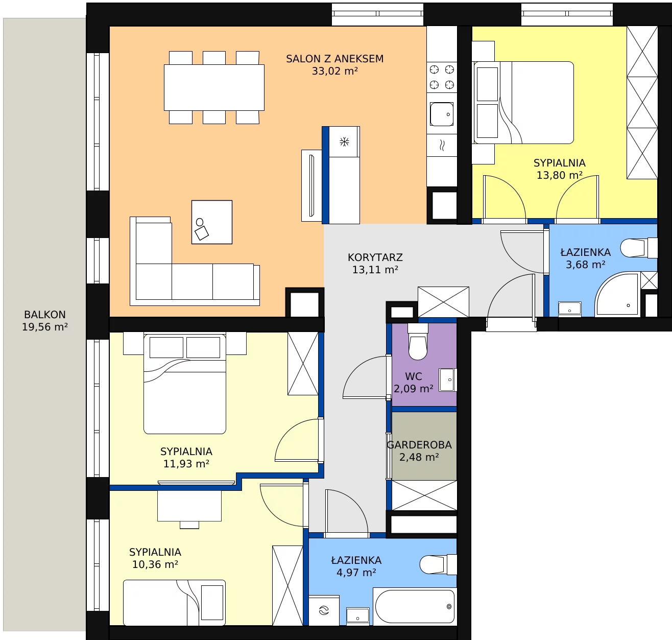 Zalety mieszkania 95.8 m², 174 - C64