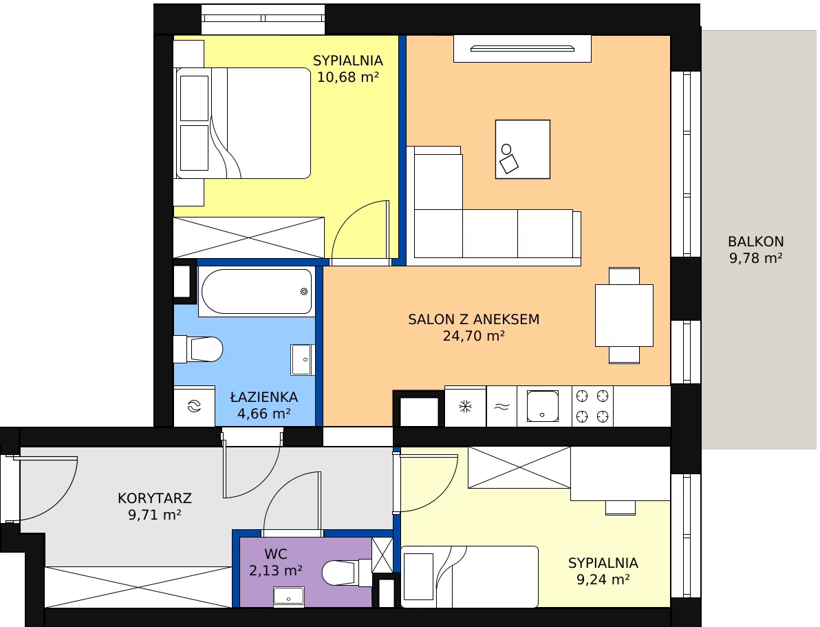 Zalety mieszkania 61.42 m², 175 - C65