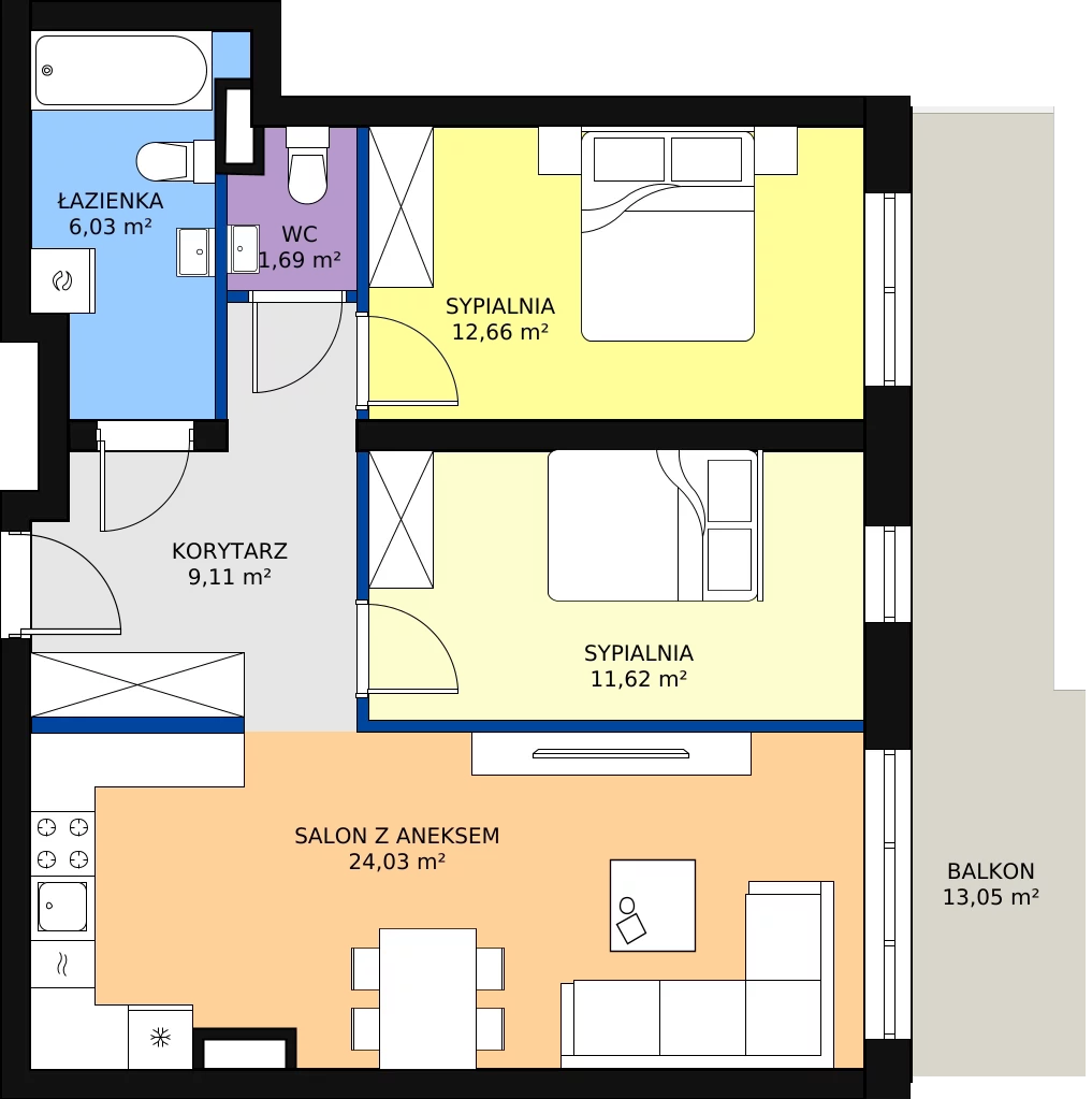 Zalety mieszkania 65.38 m², 177 - C67
