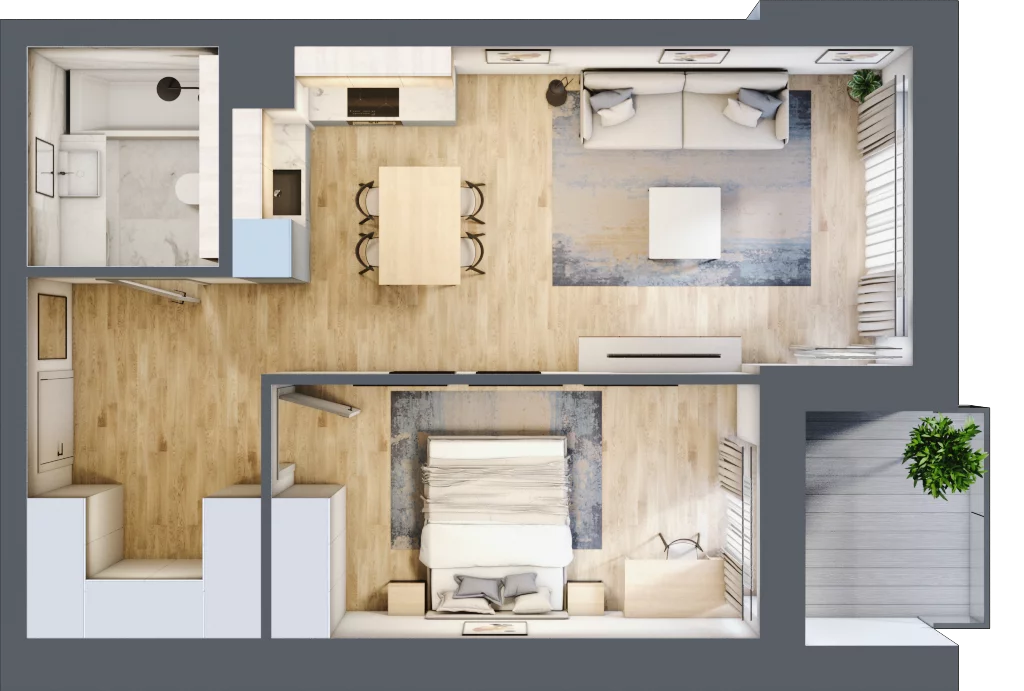 2 pokoje, mieszkanie 49,36 m², piętro 3, oferta nr M44, Srebrzyńska Park IV, Łódź, Polesie, ul. Srebrzyńska 107