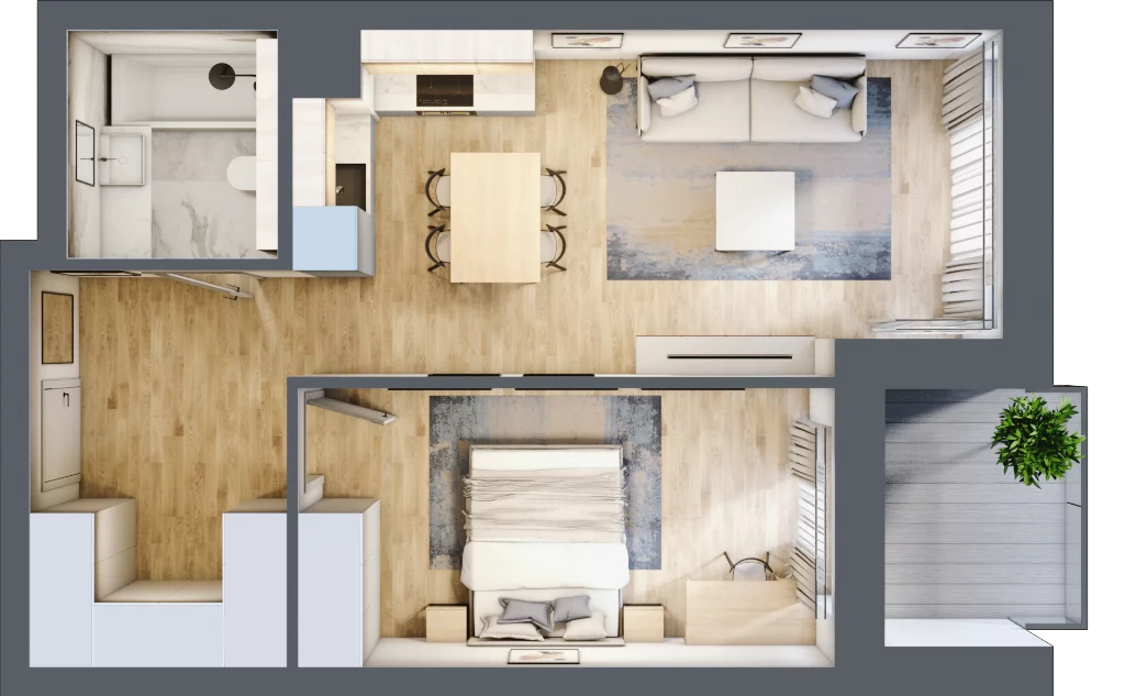 2 pokoje, mieszkanie 47,03 m², piętro 4, oferta nr M61, Srebrzyńska Park IV, Łódź, Polesie, ul. Srebrzyńska 107