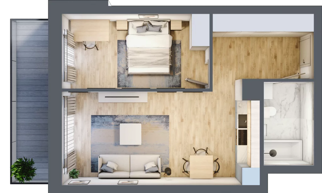 2 pokoje, mieszkanie 47,52 m², piętro 5, oferta nr M90, Srebrzyńska Park IV, Łódź, Polesie, ul. Srebrzyńska 107