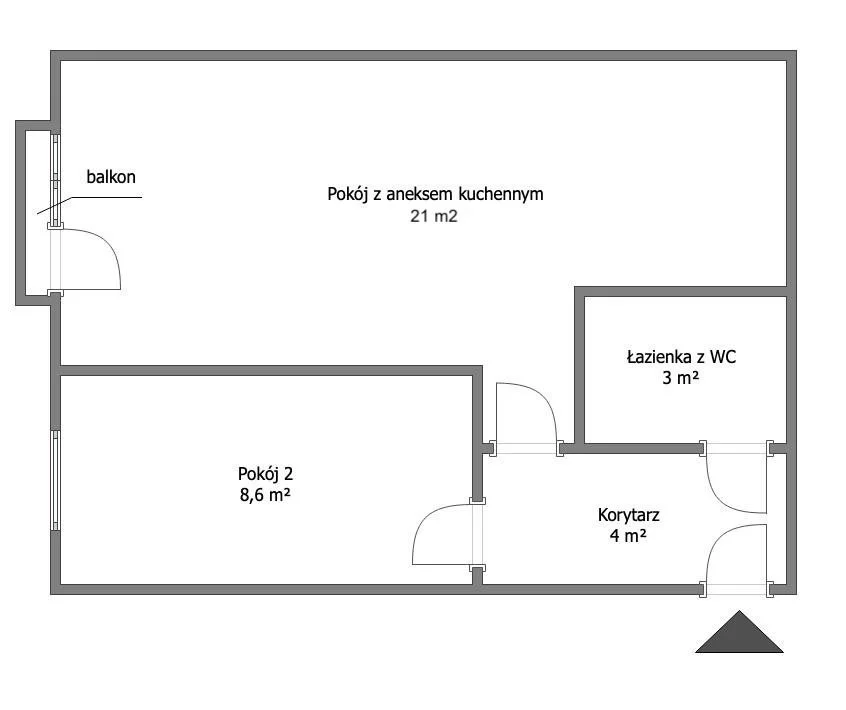 2 pokoje, mieszkanie 36,60 m², piętro 1, oferta nr , GRS-MS-2226, Słupsk, Banacha