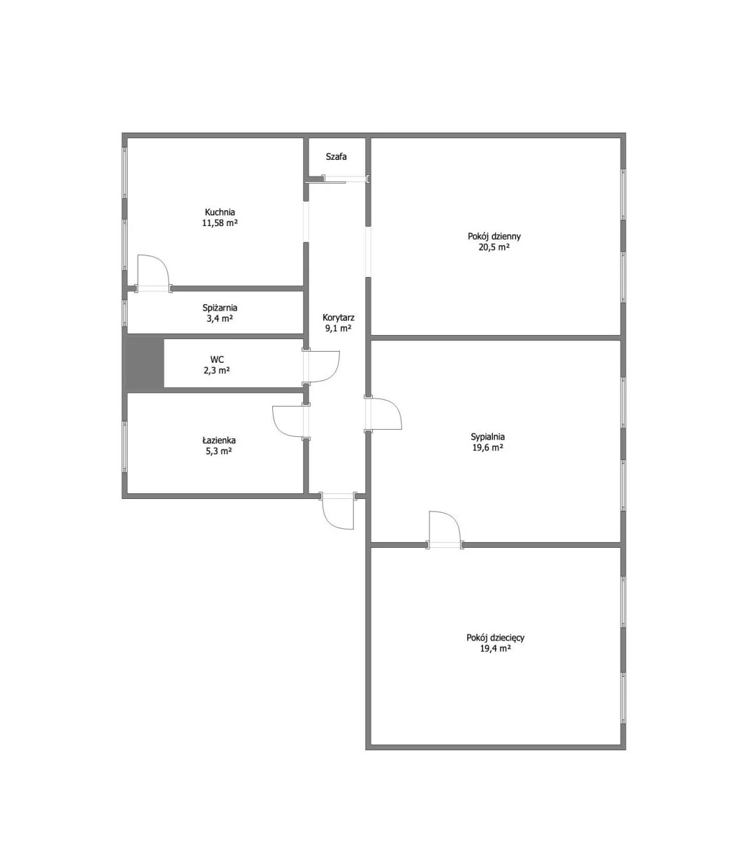 3 pokoje, mieszkanie 91,18 m², piętro 3, oferta nr , GRS-MS-2782, Słupsk