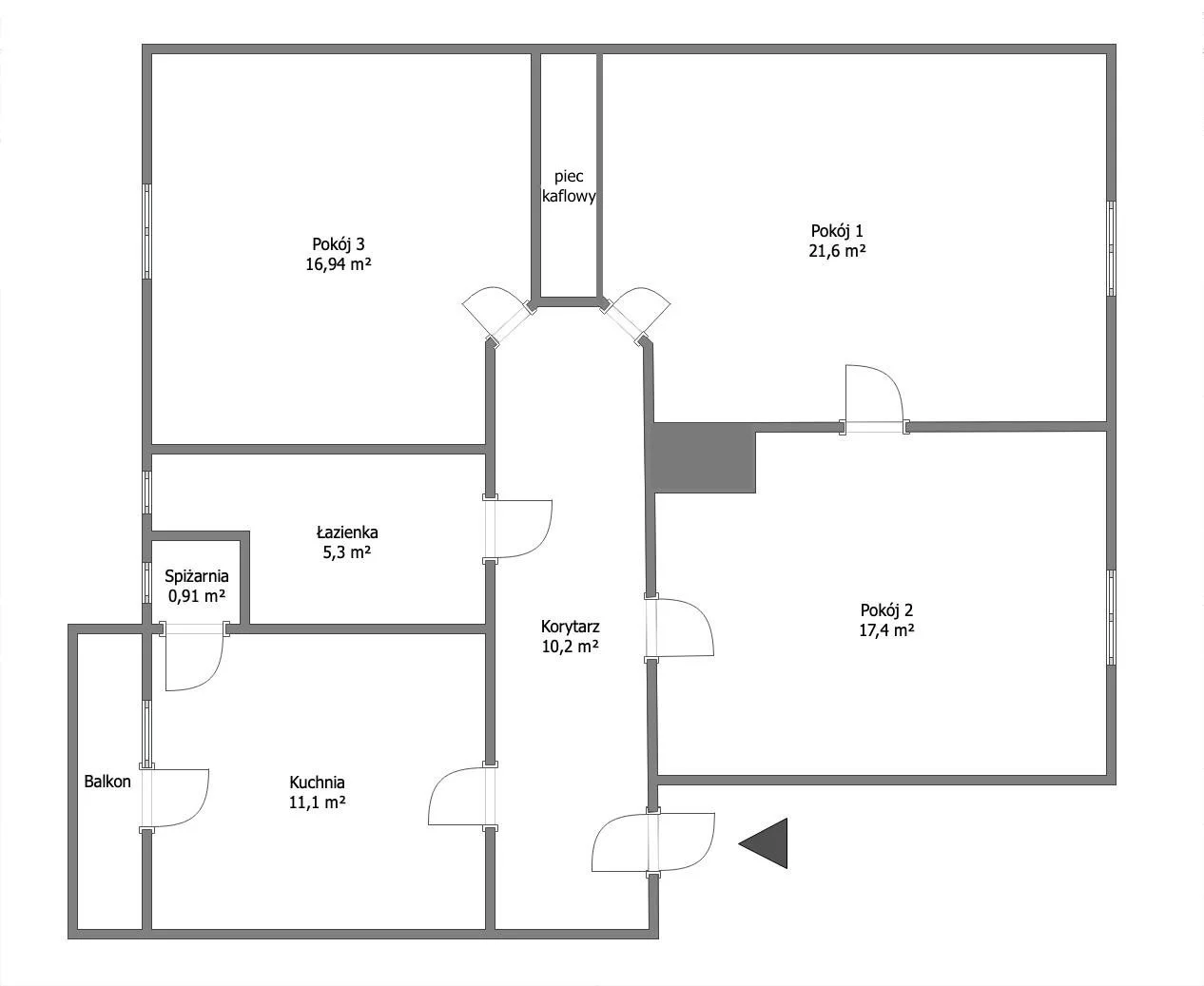 3 pokoje, mieszkanie 83,45 m², piętro 2, oferta nr , GRS-MS-2885, Słupsk