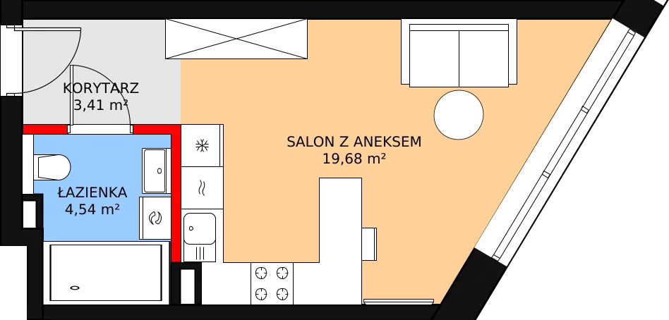 1 pokój, apartament 27,42 m², parter, oferta nr M10, PRATUM Apartamenty, Mikołajki, ul. Mrągowska