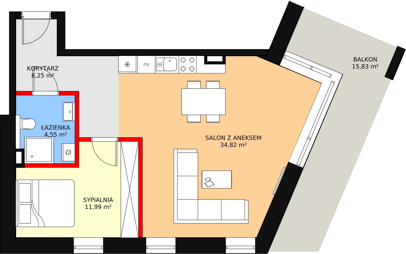 2 pokoje, apartament 57,57 m², parter, oferta nr M13, PRATUM Apartamenty, Mikołajki, ul. Mrągowska