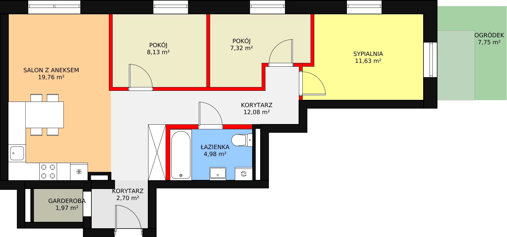 4 pokoje, mieszkanie 69,28 m², parter, oferta nr M1 , Królowej Bony, Kętrzyn, ul. Królowej Bony