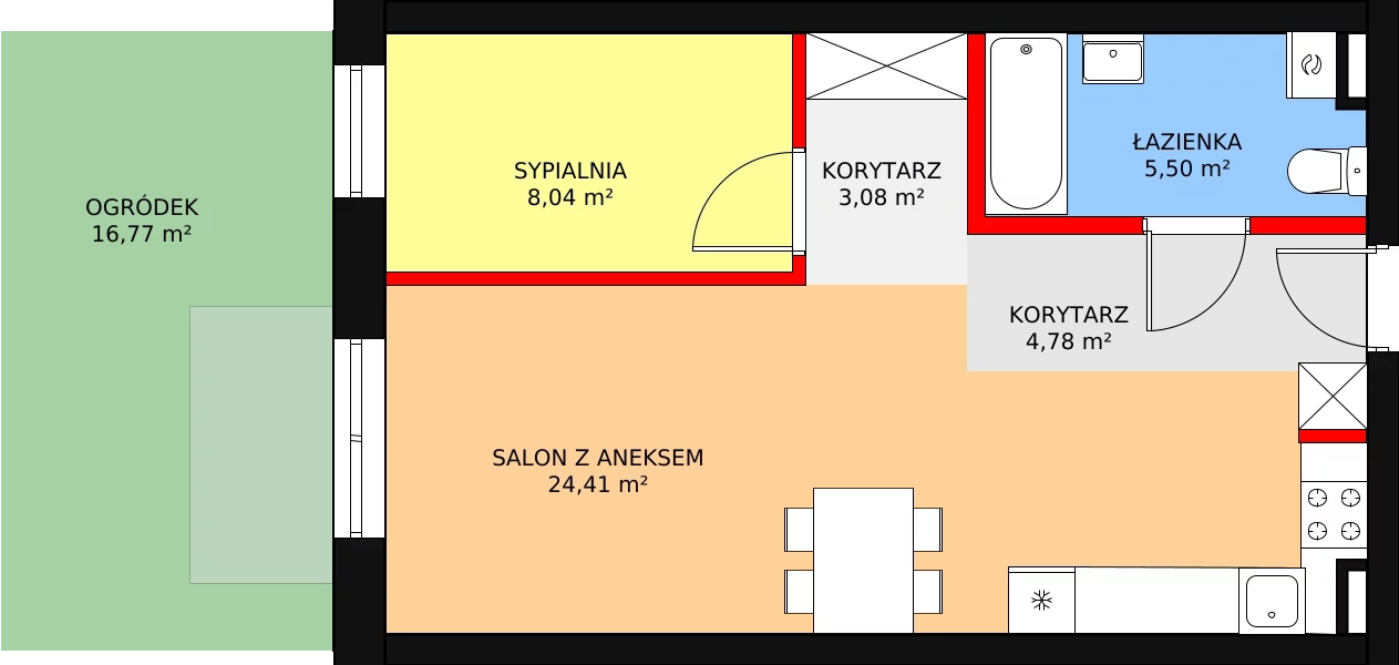 2 pokoje, mieszkanie 46,34 m², parter, oferta nr M5, Królowej Bony, Kętrzyn, ul. Królowej Bony