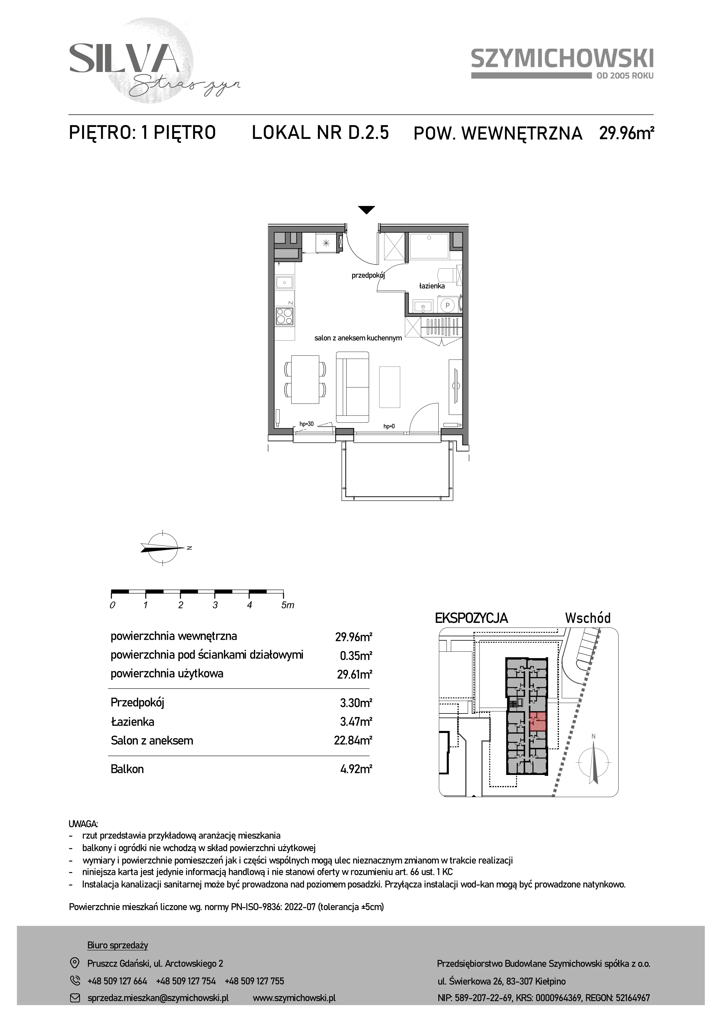 1 pokój, mieszkanie 29,96 m², piętro 1, oferta nr D.2.5, Silva Straszyn, Straszyn, ul. Boczna/Starogardzka