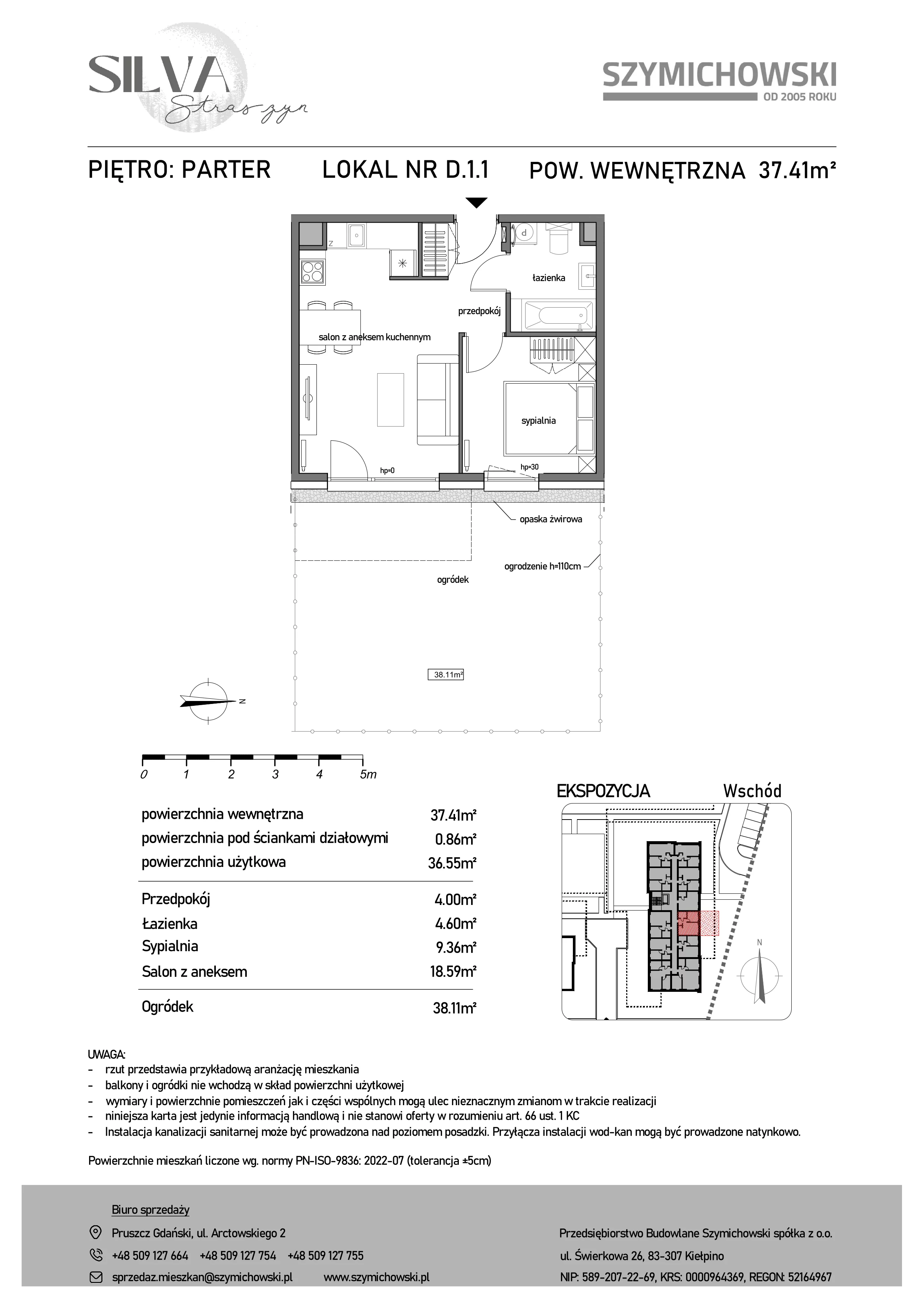 2 pokoje, mieszkanie 37,41 m², parter, oferta nr D.1.1, Silva Straszyn, Straszyn, ul. Boczna/Starogardzka