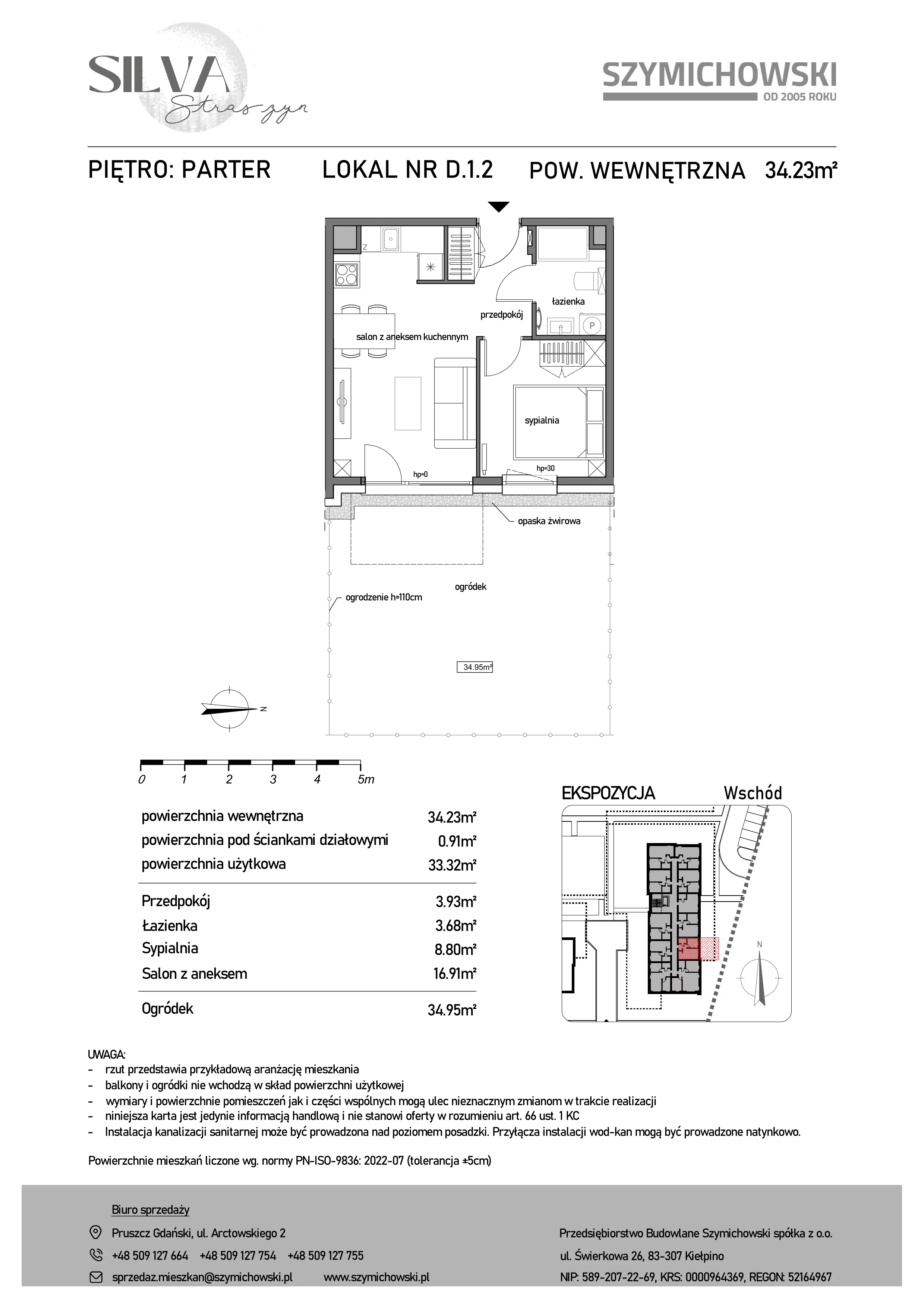 2 pokoje, mieszkanie 34,23 m², parter, oferta nr D.1.2, Silva Straszyn, Straszyn, ul. Boczna/Starogardzka