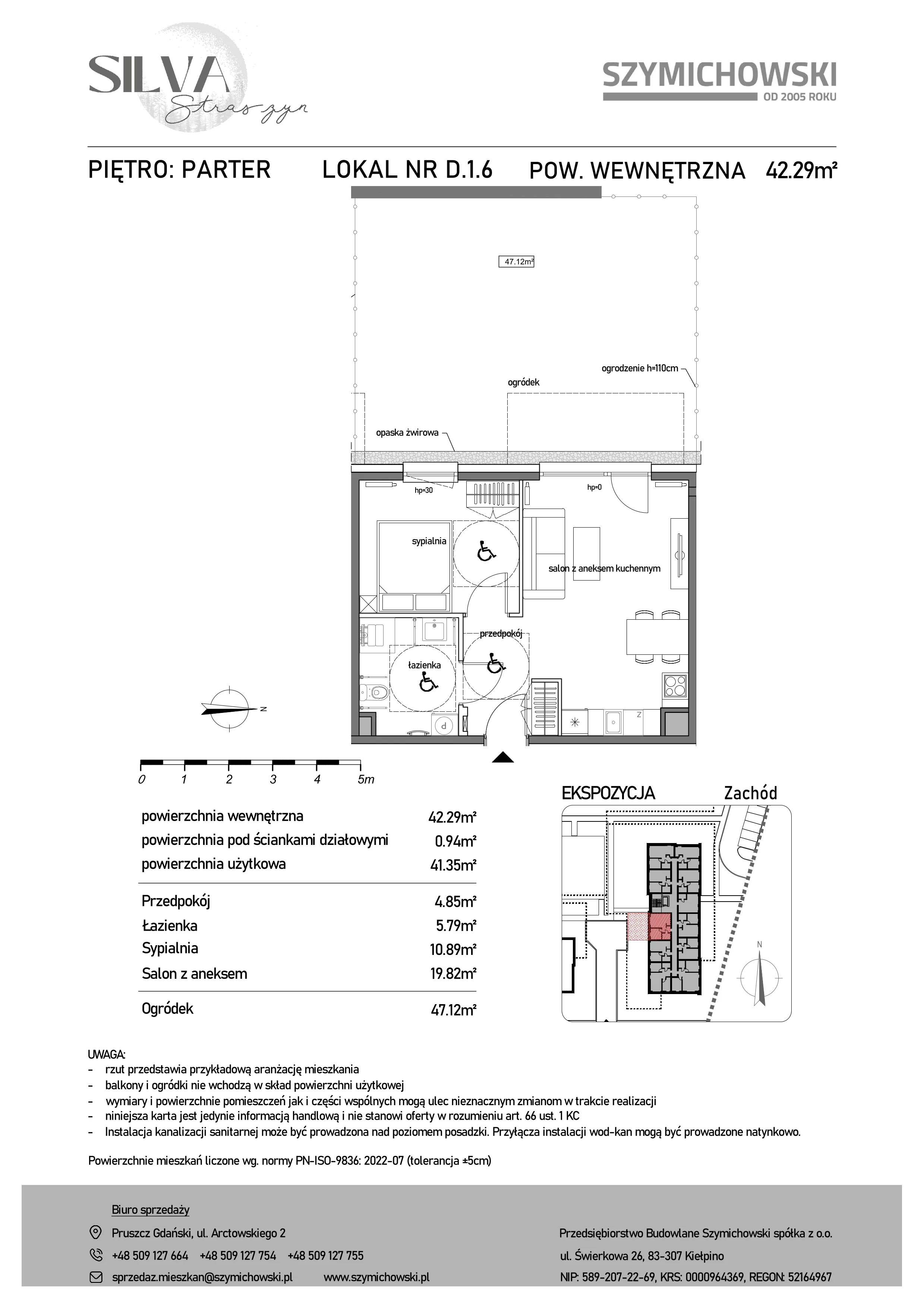 2 pokoje, mieszkanie 42,29 m², parter, oferta nr D.1.6, Silva Straszyn, Straszyn, ul. Boczna/Starogardzka
