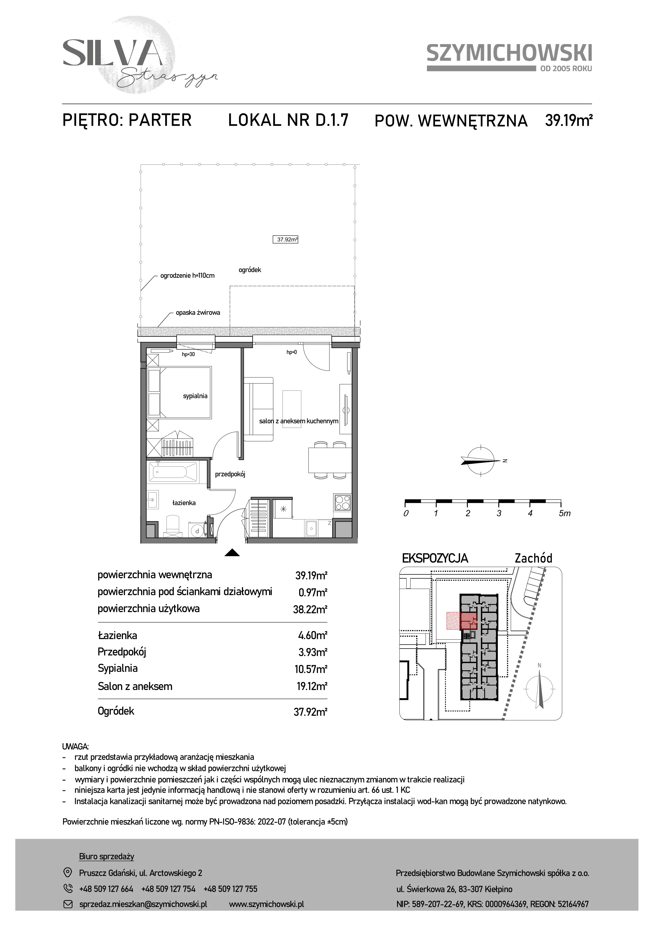 2 pokoje, mieszkanie 39,19 m², parter, oferta nr D.1.7, Silva Straszyn, Straszyn, ul. Boczna/Starogardzka