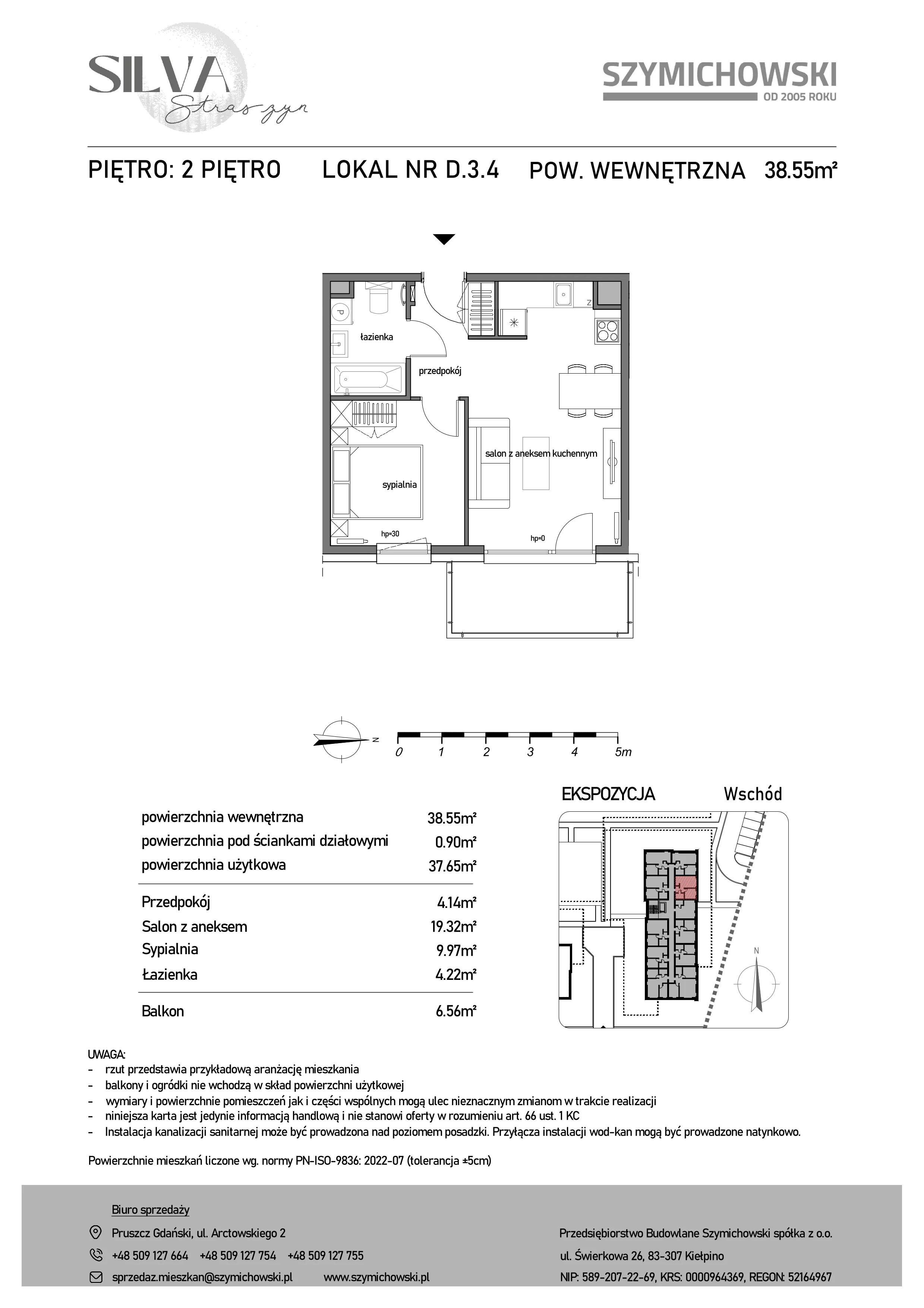 2 pokoje, mieszkanie 38,55 m², piętro 2, oferta nr D.3.4, Silva Straszyn, Straszyn, ul. Boczna/Starogardzka
