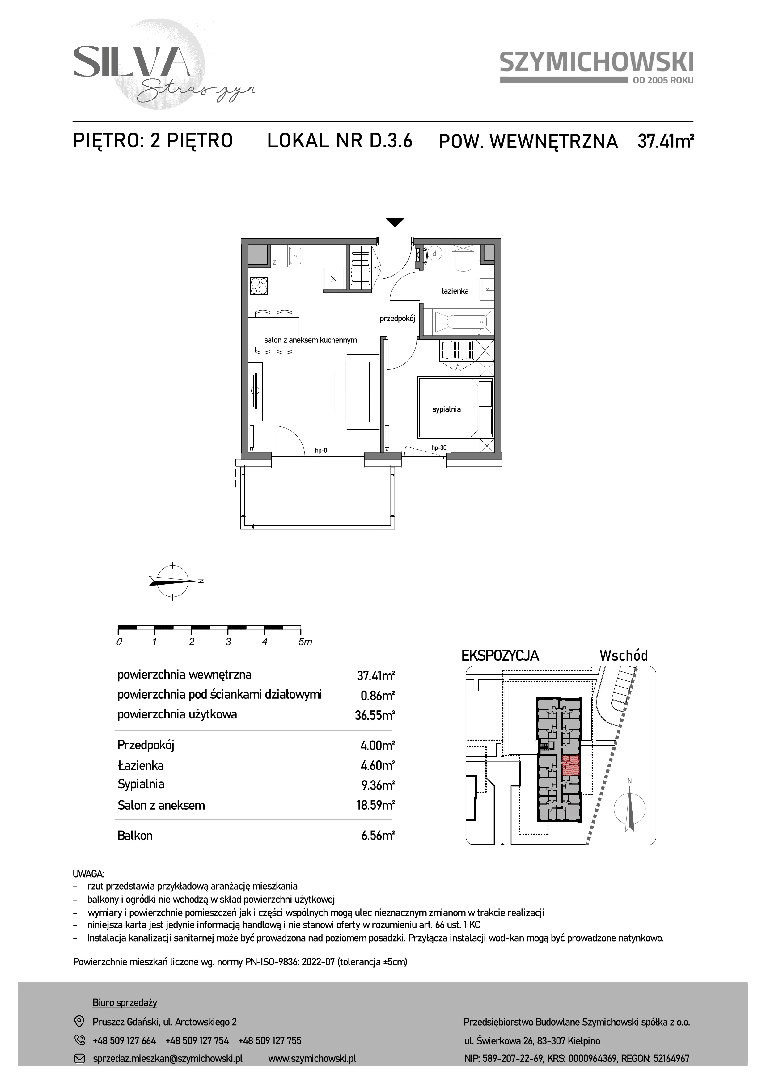 2 pokoje, mieszkanie 37,41 m², piętro 2, oferta nr D.3.6, Silva Straszyn, Straszyn, ul. Boczna/Starogardzka