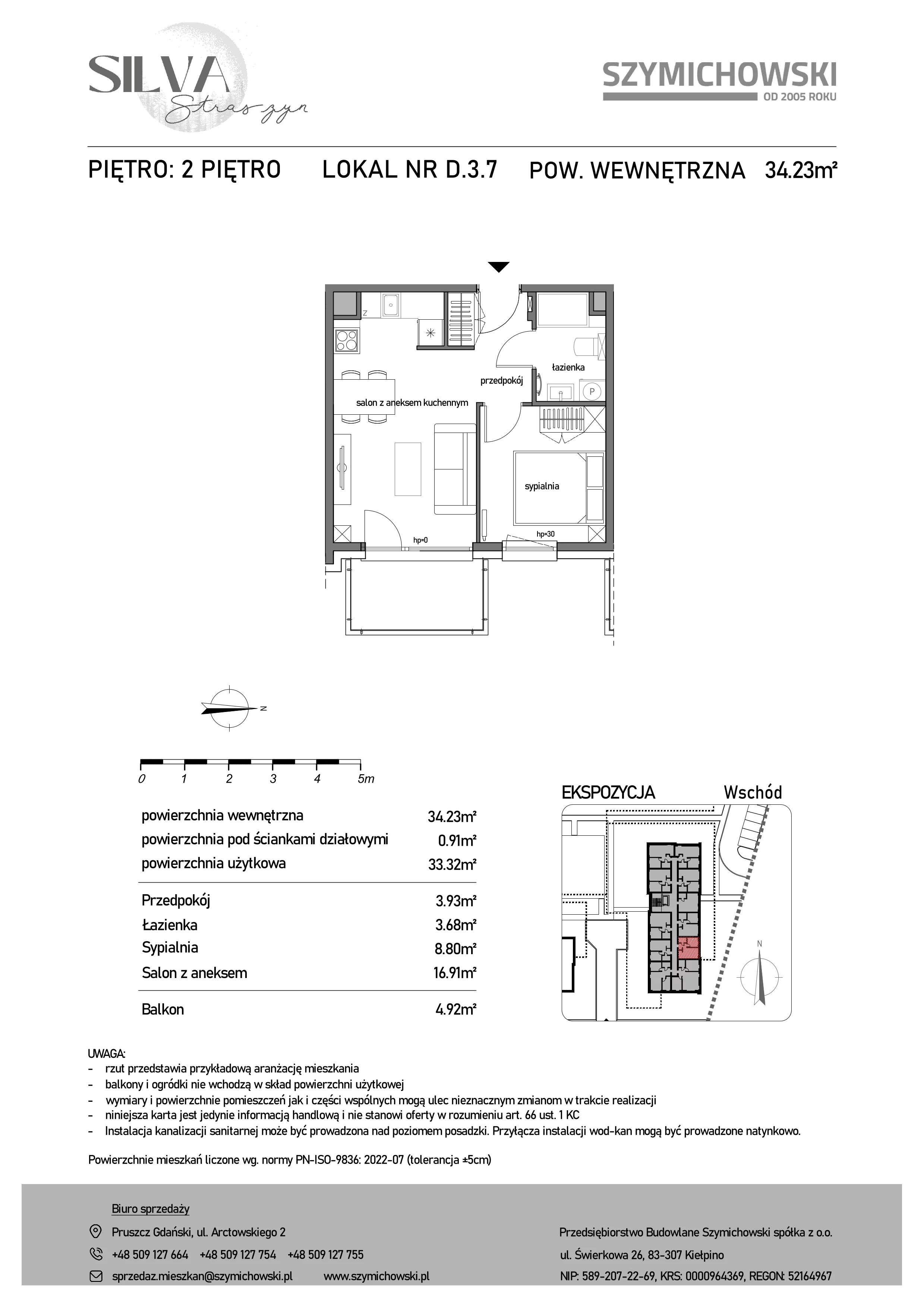 2 pokoje, mieszkanie 34,23 m², piętro 2, oferta nr D.3.7, Silva Straszyn, Straszyn, ul. Boczna/Starogardzka