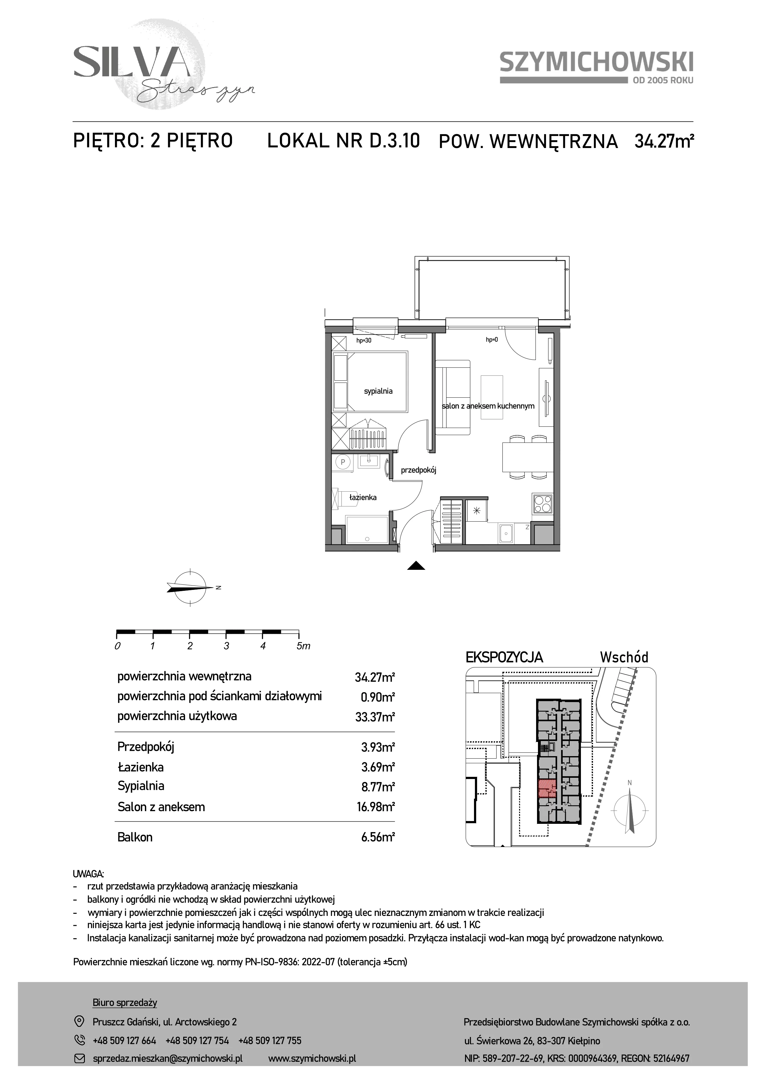 2 pokoje, mieszkanie 34,27 m², piętro 2, oferta nr D.3.10, Silva Straszyn, Straszyn, ul. Boczna/Starogardzka