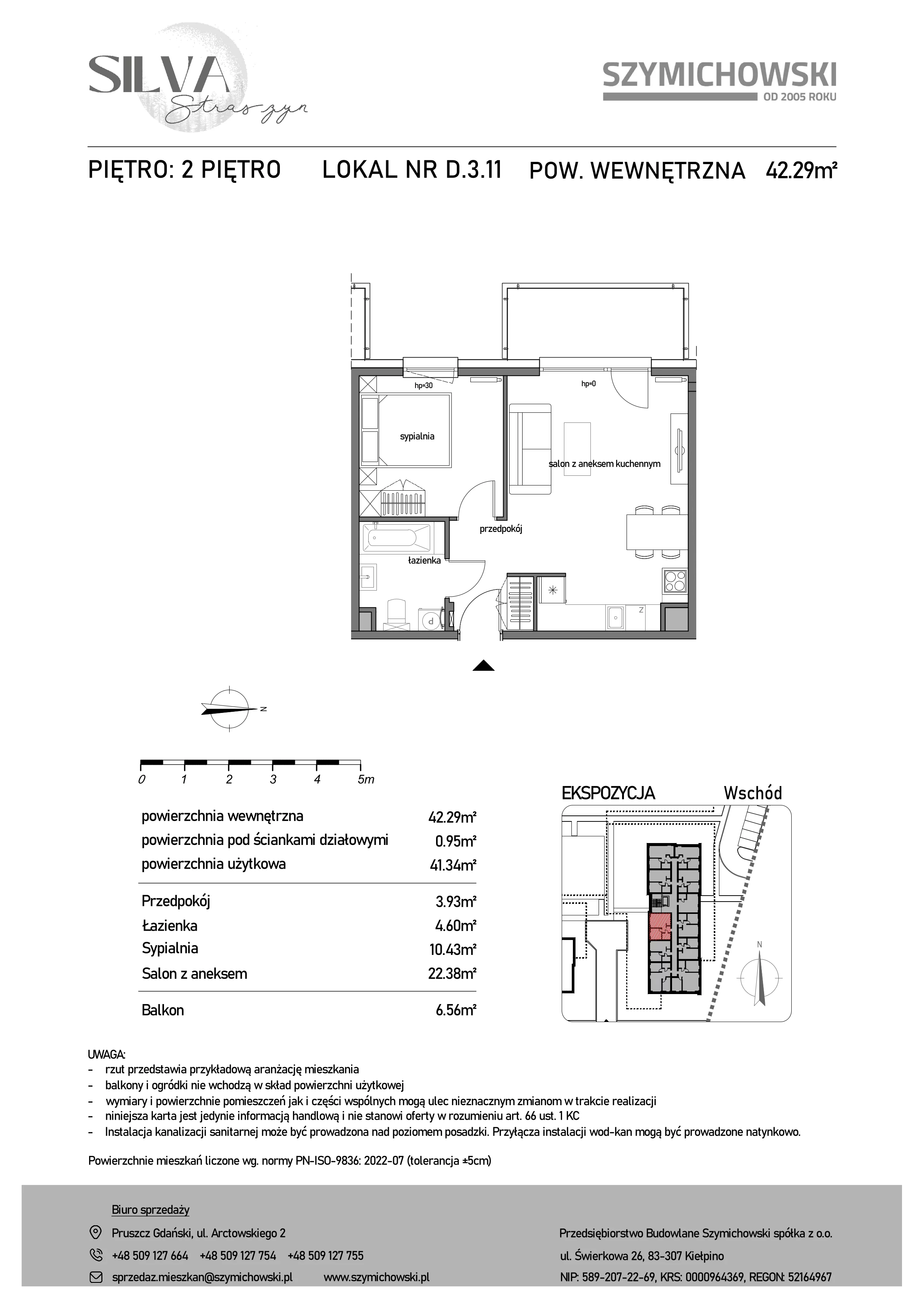 2 pokoje, mieszkanie 42,29 m², piętro 2, oferta nr D.3.11, Silva Straszyn, Straszyn, ul. Boczna/Starogardzka