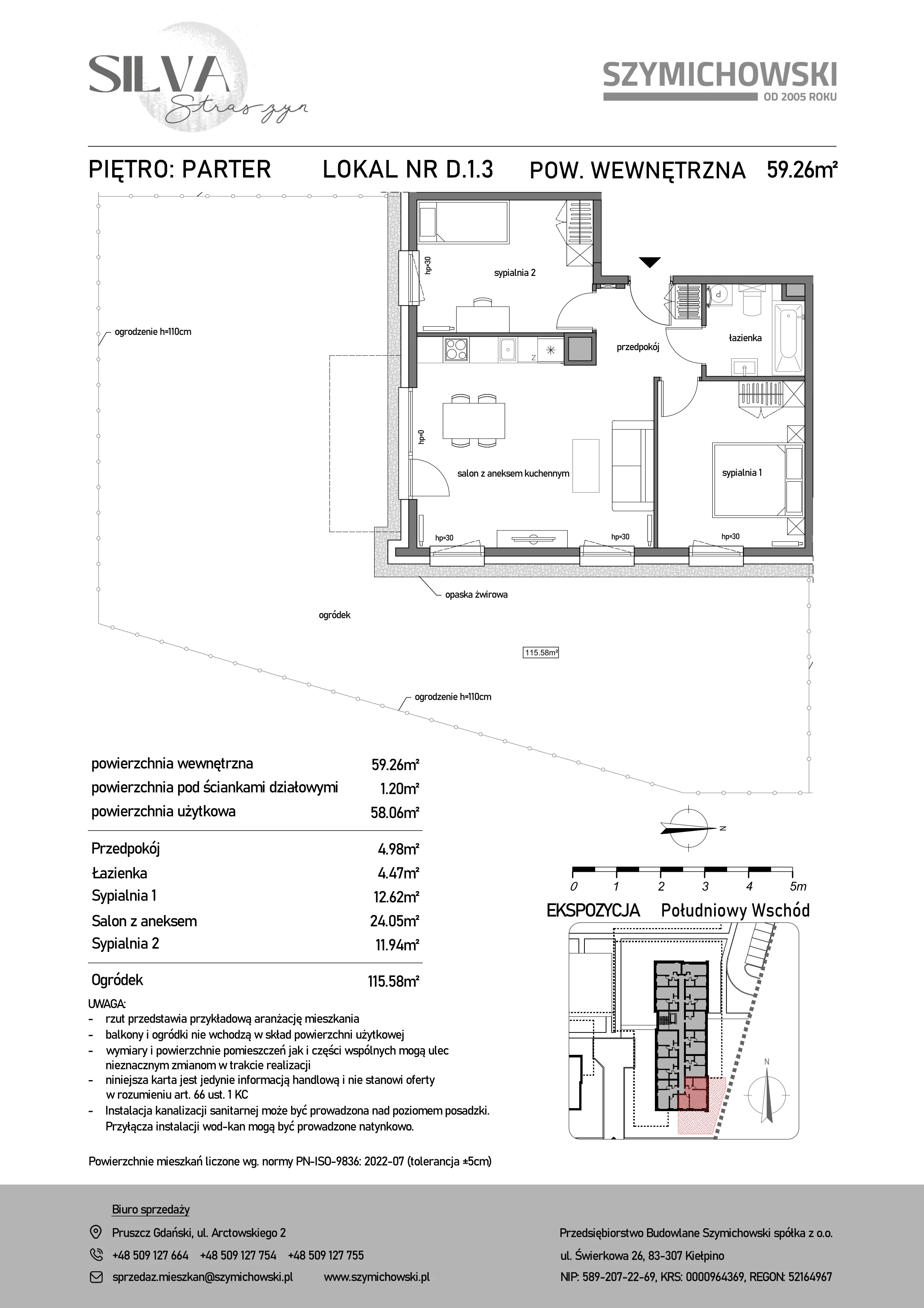 3 pokoje, mieszkanie 59,26 m², parter, oferta nr D.1.3, Silva Straszyn, Straszyn, ul. Boczna/Starogardzka