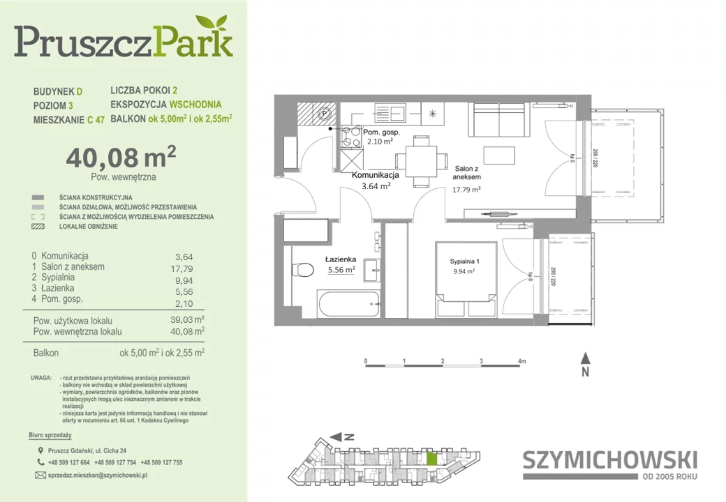 Mieszkanie 40,08 m², piętro 3, oferta nr D-C-47, Pruszcz Park, Pruszcz Gdański, ul. Arctowskiego -idx