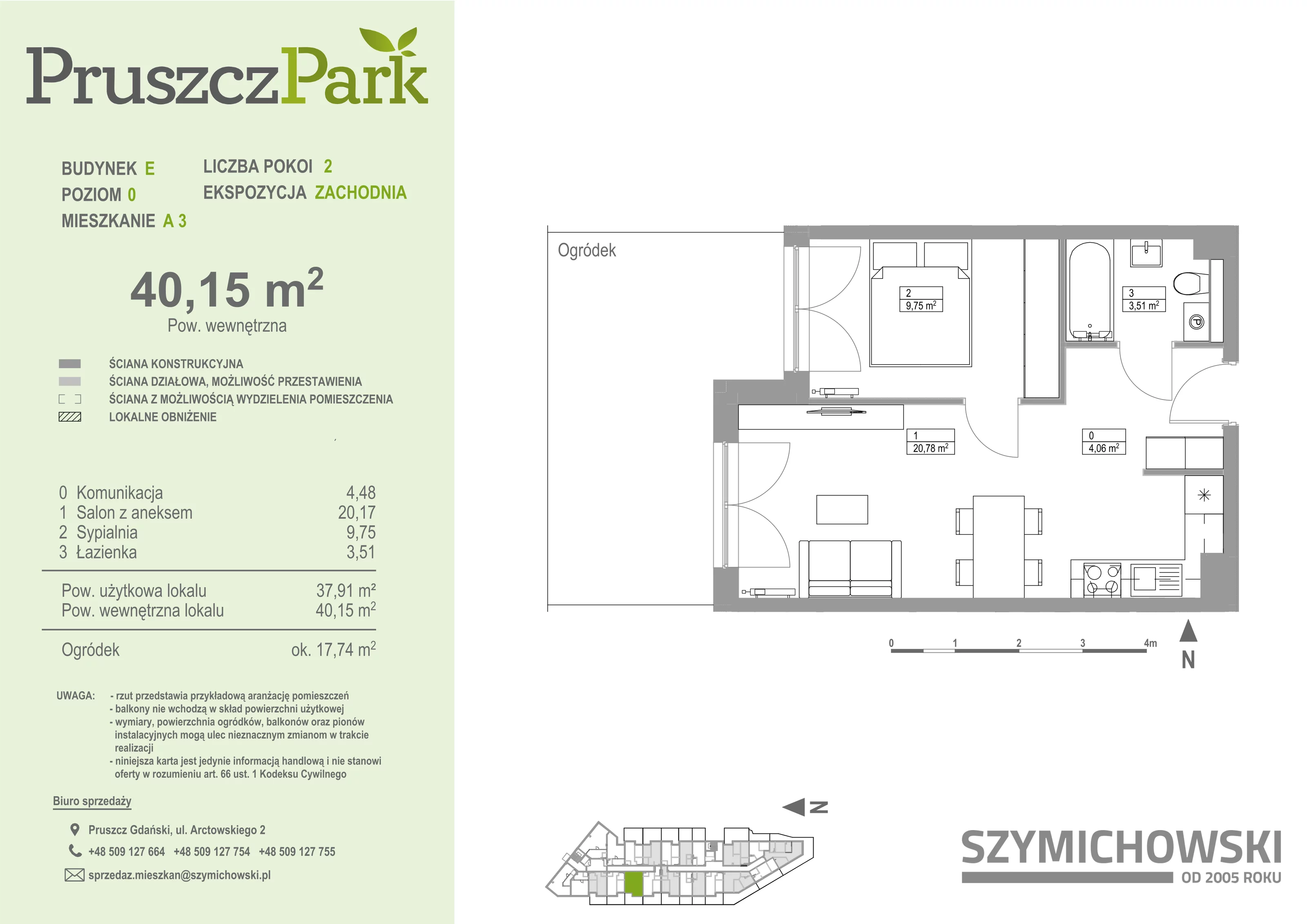 Mieszkanie 40,15 m², parter, oferta nr E-A-3, Pruszcz Park, Pruszcz Gdański, ul. Arctowskiego -idx