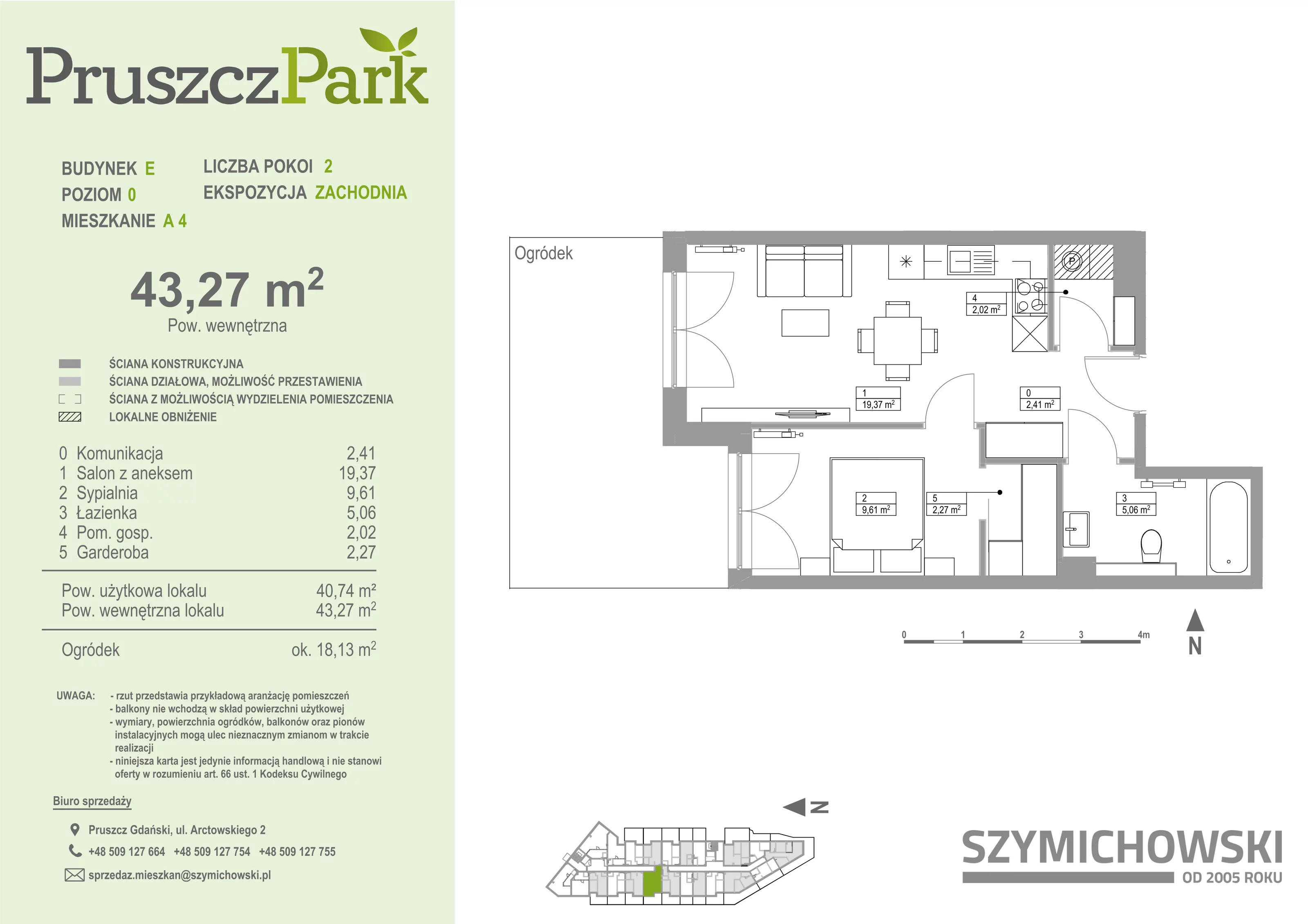 Mieszkanie 43,27 m², parter, oferta nr E-A-4, Pruszcz Park, Pruszcz Gdański, ul. Arctowskiego -idx