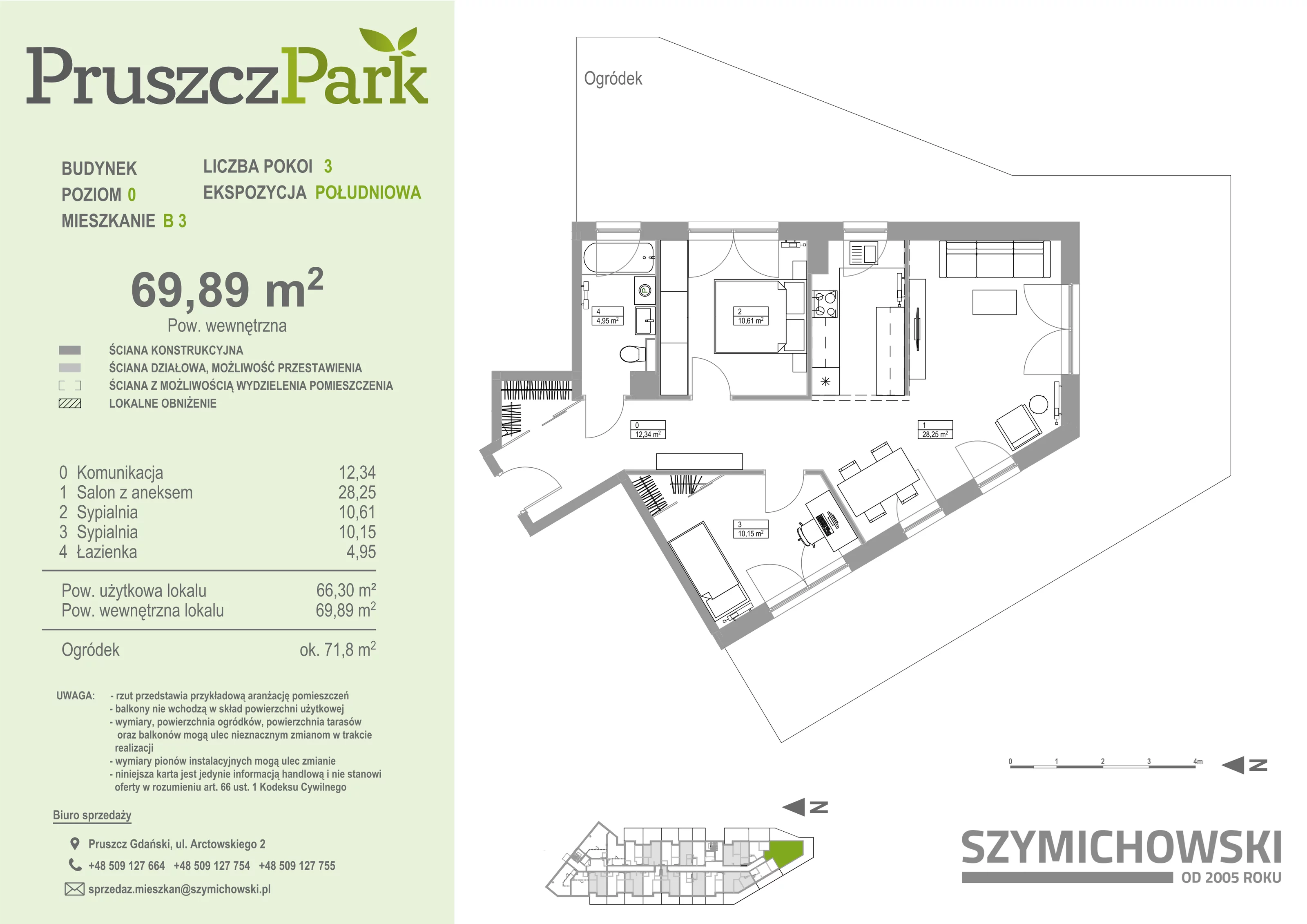 Mieszkanie 69,89 m², parter, oferta nr E-B-3, Pruszcz Park, Pruszcz Gdański, ul. Arctowskiego 